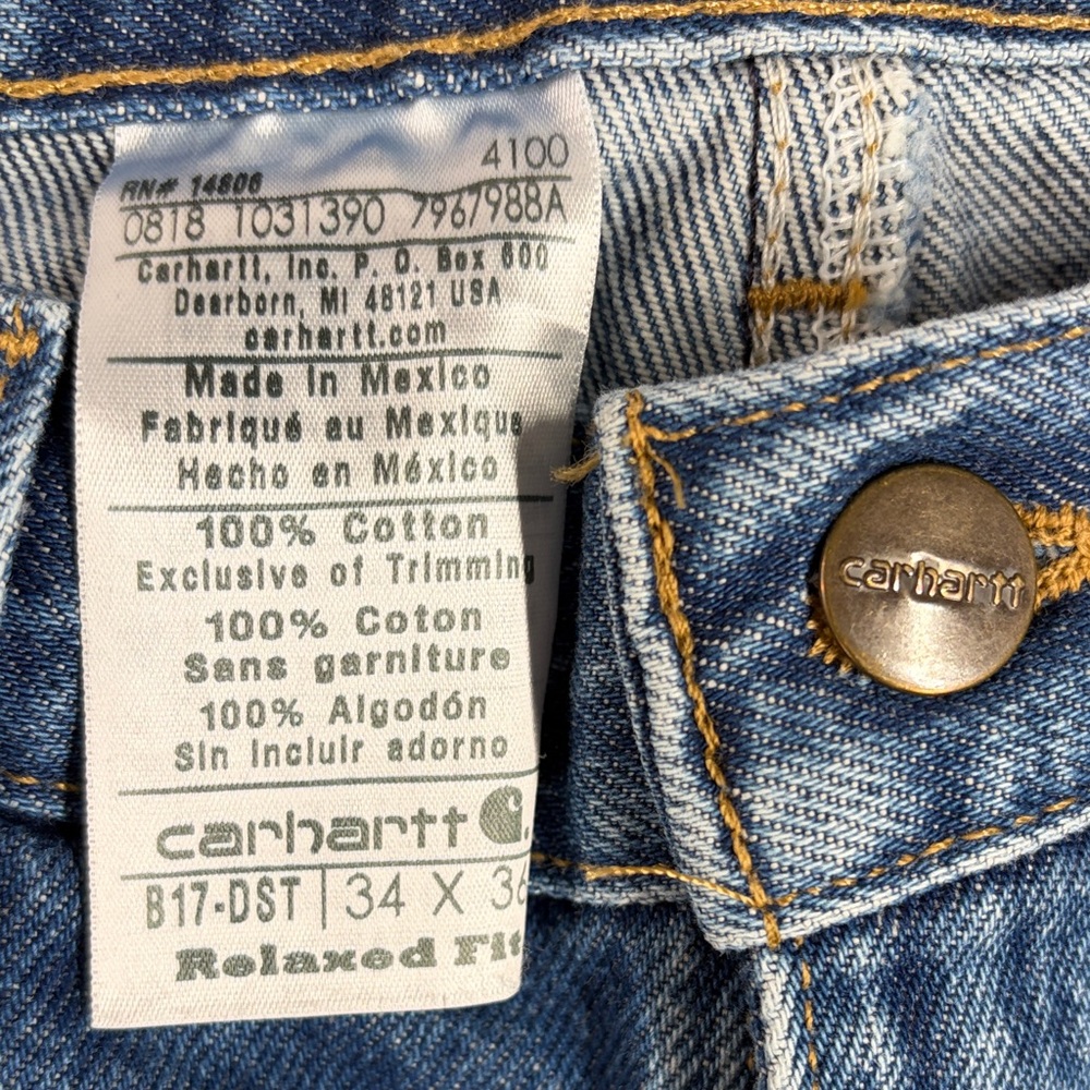 Carhartt B17 Relaxed Fit Jeans Men’s 34x36 Blue 100% Cotton Workwear - Picture 2 of 6